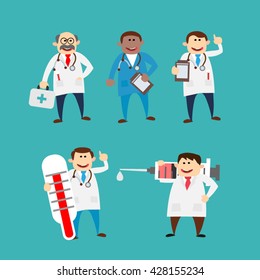 cartoon doctor characters set