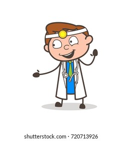 Cartoon Doctor Cheerful Face Expression Vector Illustration