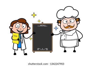 Cartoon Doctor and Chef with Banner Vector