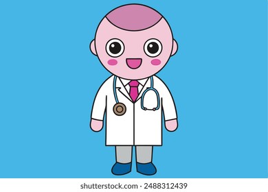 Cartoon doctor clipart - printable line art design for medical-themed projects.






