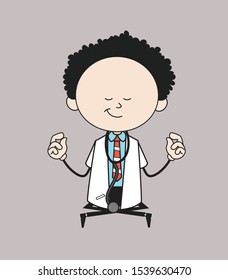 Cartoon Doctor - Doing Meditation