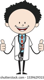 Cartoon Doctor - Double Thumbs Up Vector