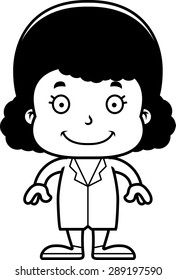 A cartoon doctor girl smiling.