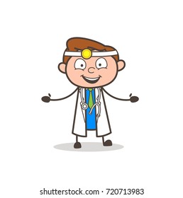 Cartoon Doctor in Happy Mood Vector