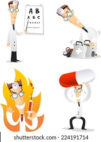 cartoon doctor illustration set