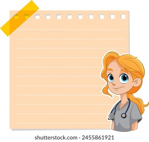 Cartoon doctor with a large blank notepad