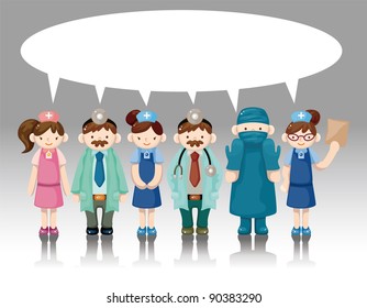 cartoon doctor and nurse card