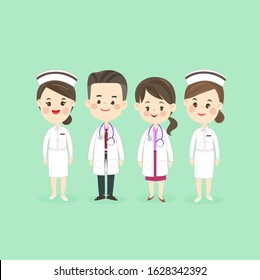 Cartoon Doctor And Nurses Character Vector