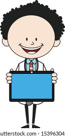 Cartoon Doctor - Presenting a Tablet