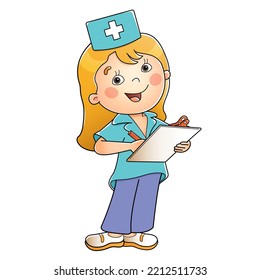 Cartoon doctor. Profession. Colorful vector illustration for kids.