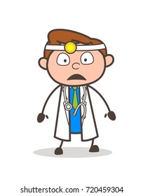 Cartoon Doctor Shocked Face Vector Illustration