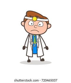 Cartoon Doctor Shocking Face Expression Vector Illustration