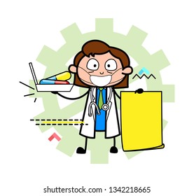 Cartoon Doctor Showing Prescription Vector Illustration