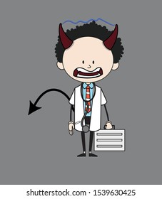 Cartoon Doctor - Standing in Angry Mood