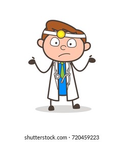 Cartoon Doctor Surprised Expression Vector Illustration