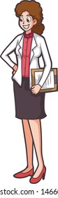 cartoon doctor women carrying book document