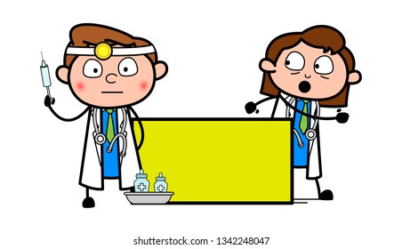 Cartoon Doctors with Info Banner Vector