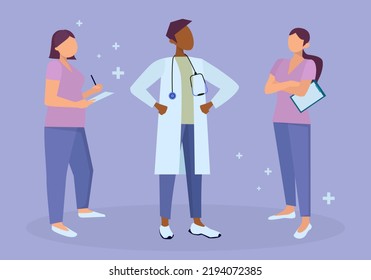 cartoon doctors and nurses collection and medical people in hospital