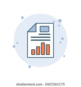 Cartoon document with diagram icon vector illustration. File icon on bubbles background. Report sign concept.