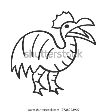 Cartoon Dodo Line Icon – Rare Flightless Bird Outline