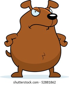 A cartoon dog with an angry expression.