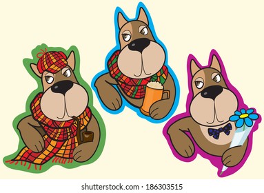 Cartoon dog with banner