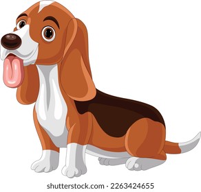 Cartoon dog basset hound showing tongue