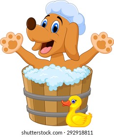 Cartoon Dog bathing time