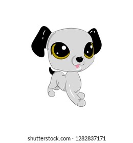 Cartoon dog. Beautiful puppy with big eyes.