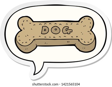 cartoon dog biscuit with speech bubble sticker