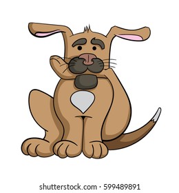 Cartoon dog biting it's own leg