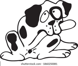 cartoon dog biting its tail