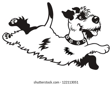cartoon dog black white vector picture isolated on white background,side view image