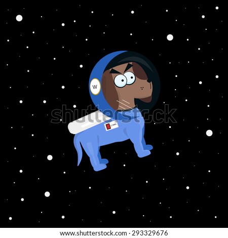 Cartoon Dog Blue Space Suit Illustration Stock Vector (Royalty Free