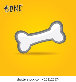 cartoon Dog Bone on orange background. Vector Illustration