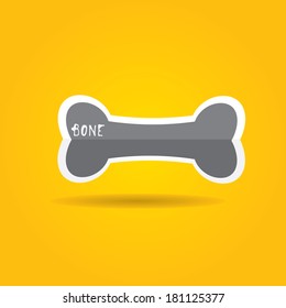 cartoon Dog Bone on orange background. Vector Illustration