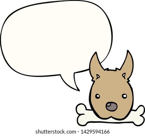 Cartoon-Hund mit Knochen mit Sprachblase