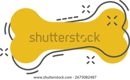 Cartoon dog bone toy vector icon with splash effect, isolated comic-style pictogram for play or pet graphics