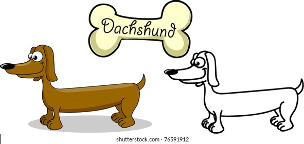 Cartoon dog breed dachshund