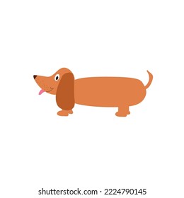 Cartoon dog  brown happy cute animal  vector isolated symbol illustration on white background.