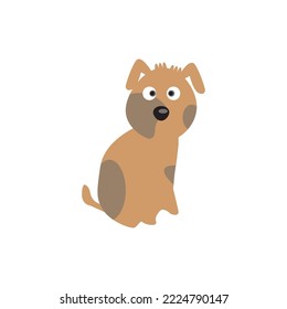Cartoon dog  brown happy cute animal  vector isolated symbol illustration on white background.