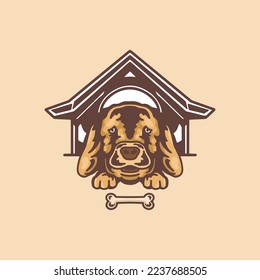 Cartoon dog in the cage