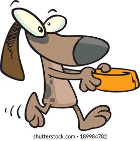 Cartoon Dog Carrying His Bowl