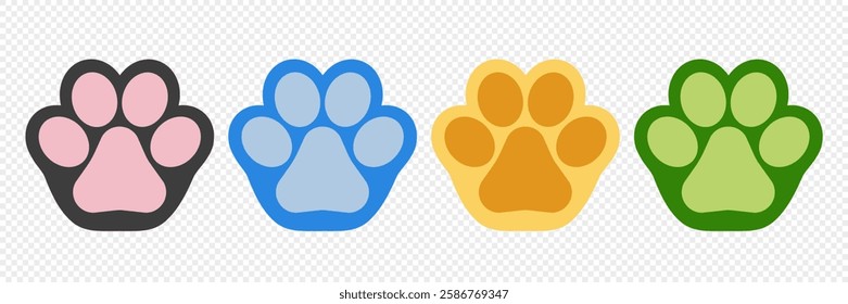 Cartoon dog and cat paw vector icon