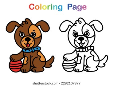 Cartoon Dog Character Colouring Page. Vector illustration.
