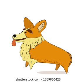 Cartoon dog character. Corgi puppy doggy isolated vector icon
