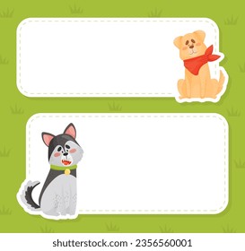 Cartoon Dog Character Note or Reminder Card Vector Template
