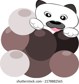 cartoon dog in circle border vector illustration early childhood teaching materials