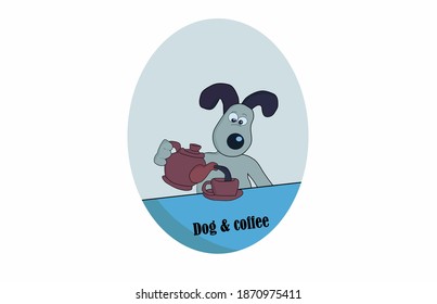 cartoon dog coffee drip illustration cute