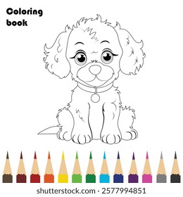 cartoon dog coloring book design illustration 